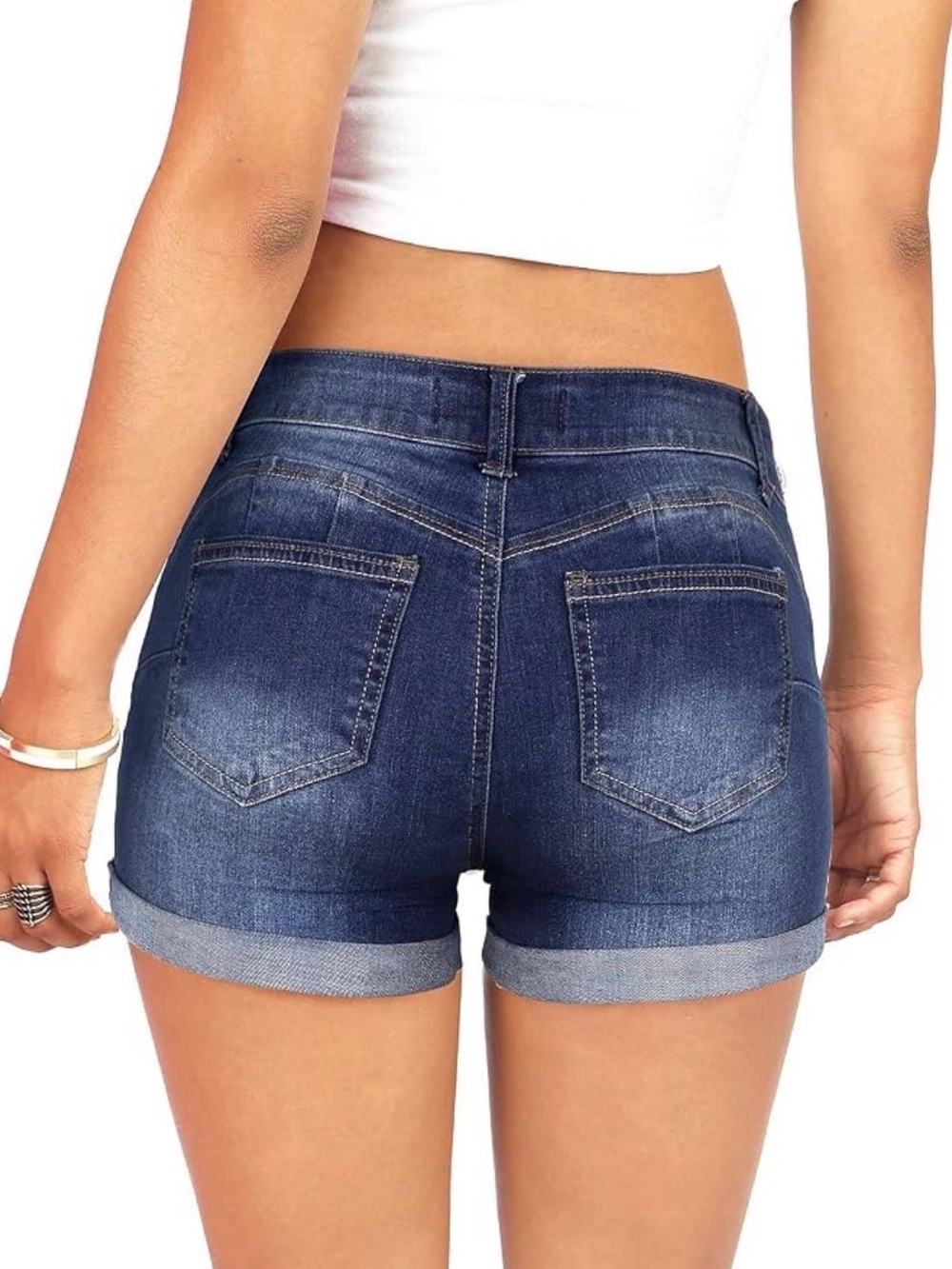 Wax Jean Women's Blue Rolled-Cuff Denim Shorts Size Medium